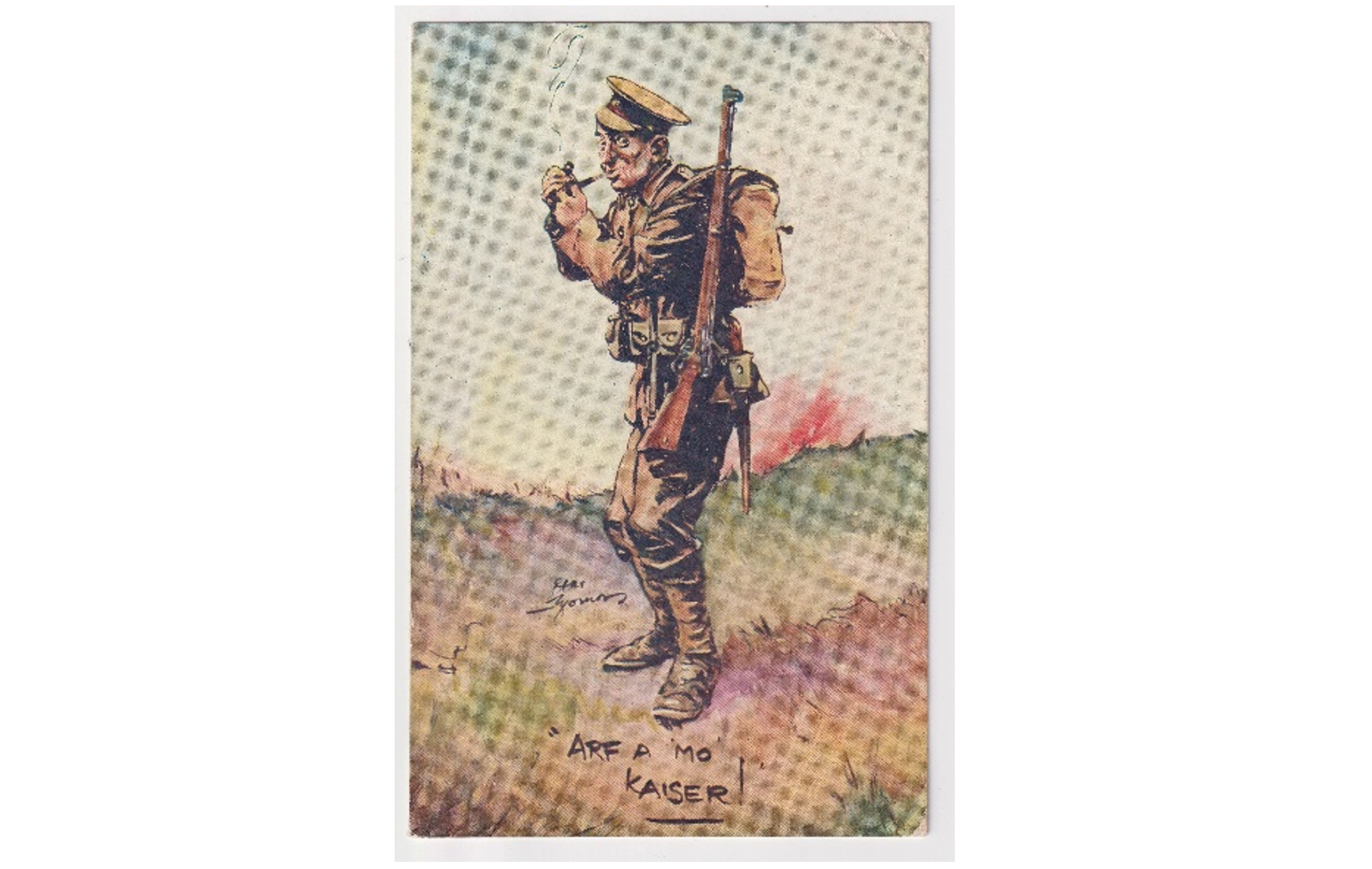 Cigarette card with G.I. smoking a pipe